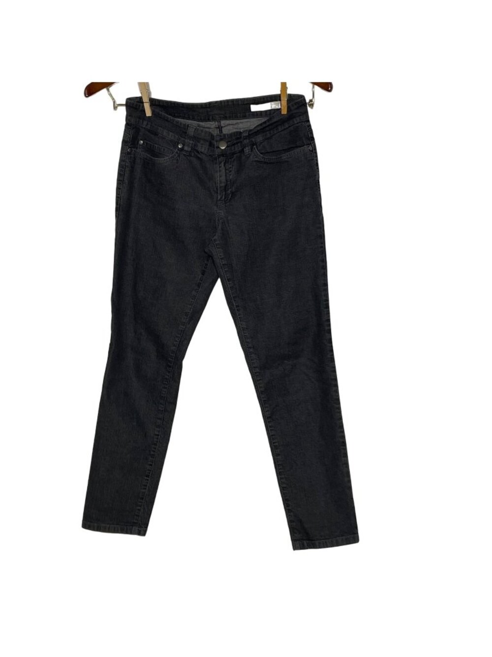 Eileen Fisher Organic‎ Cotton Stretch Skinny Jeans Black Gray Sz 4P